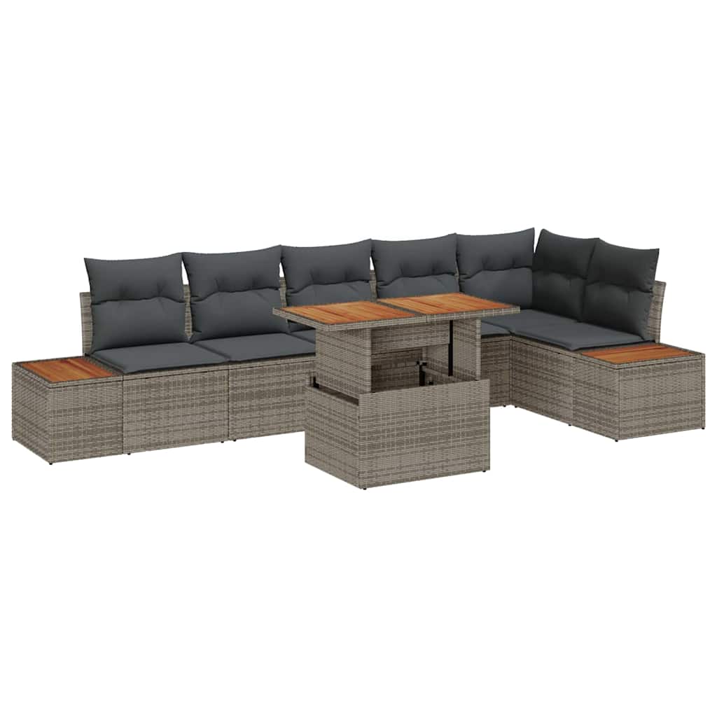 Garten Essgruppe mit Kissen 7 pcs Schwarz und Beige