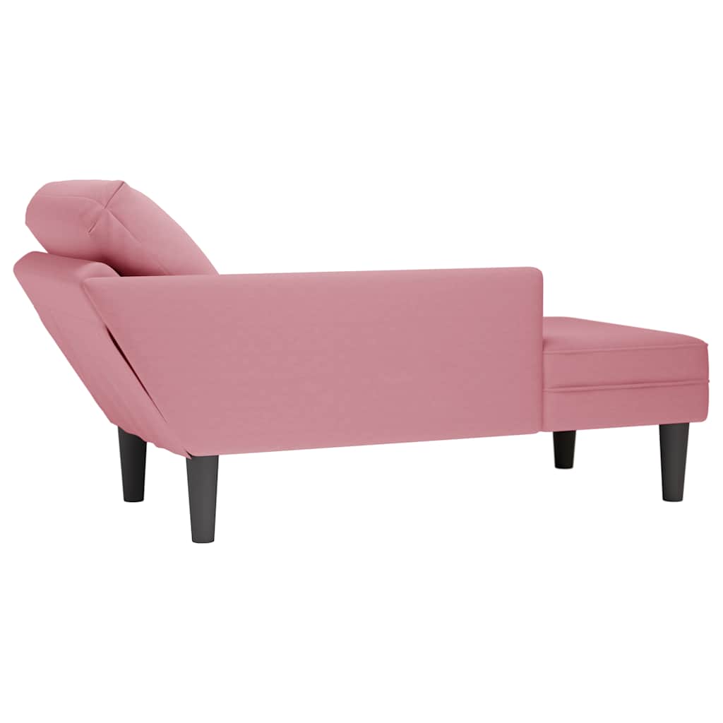 Chaiselongue mit Kissen und Rechter Armlehne Blau Samt