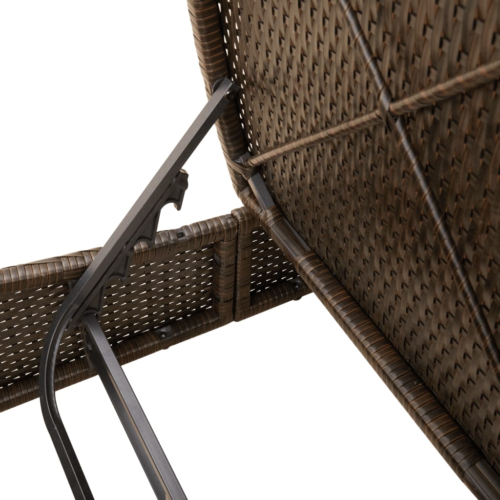 Doppel-Sonnenliege mit Kissen Schwarz Poly Rattan
