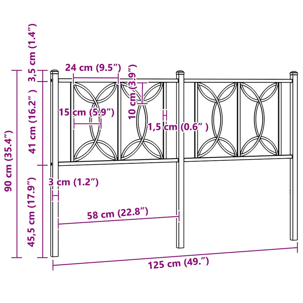 Ersatz-Kopfteil Metall Schwarz 100 cm