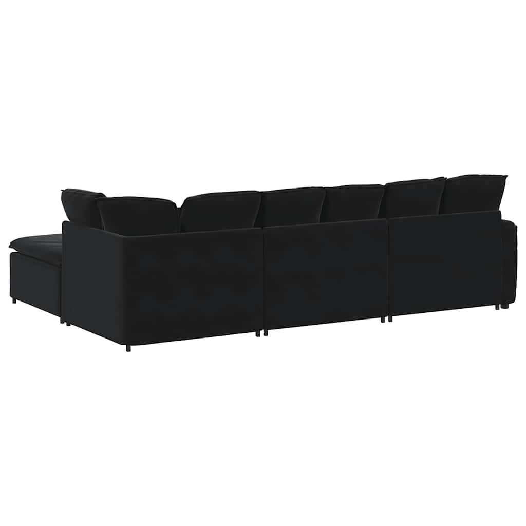 Modulares Sofa mit Fußhocker Kissen Samt Blau