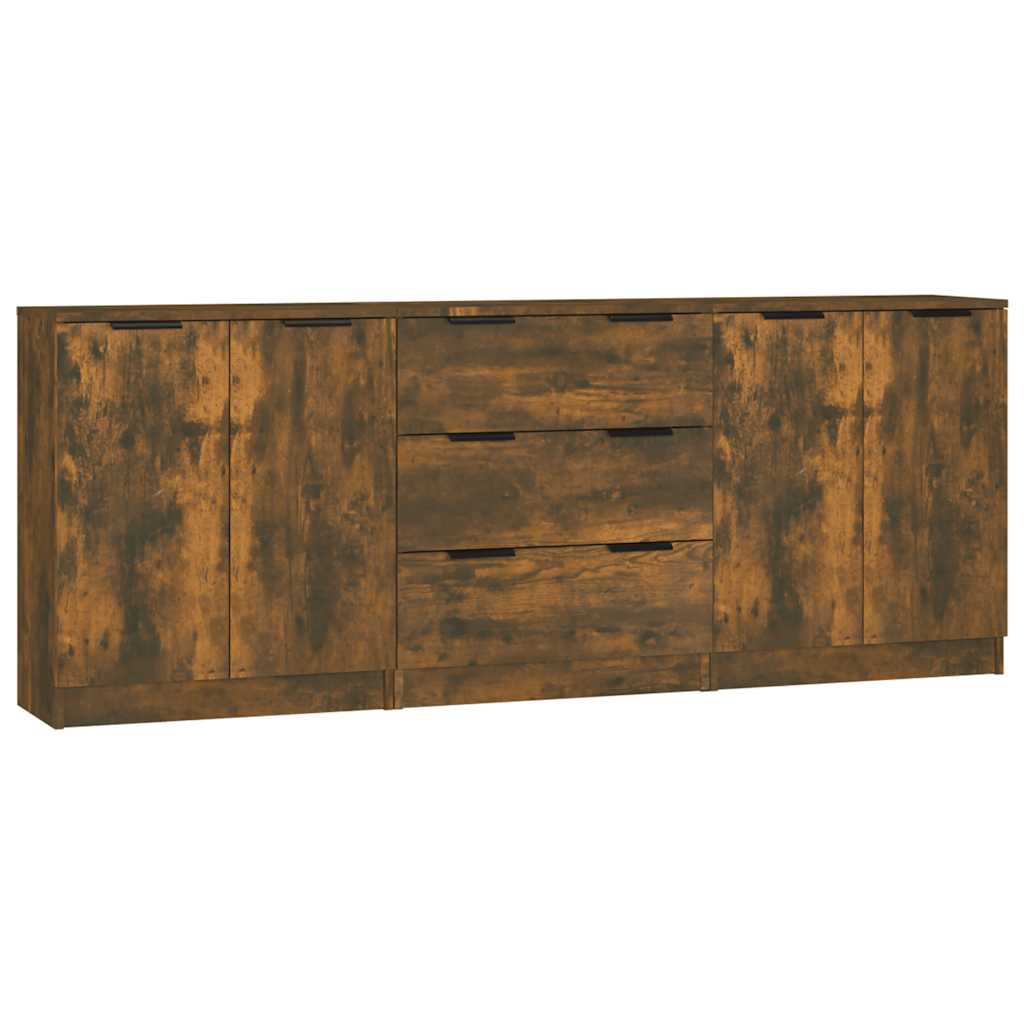 3-tlg. Sideboards Weiß Holzwerkstoff