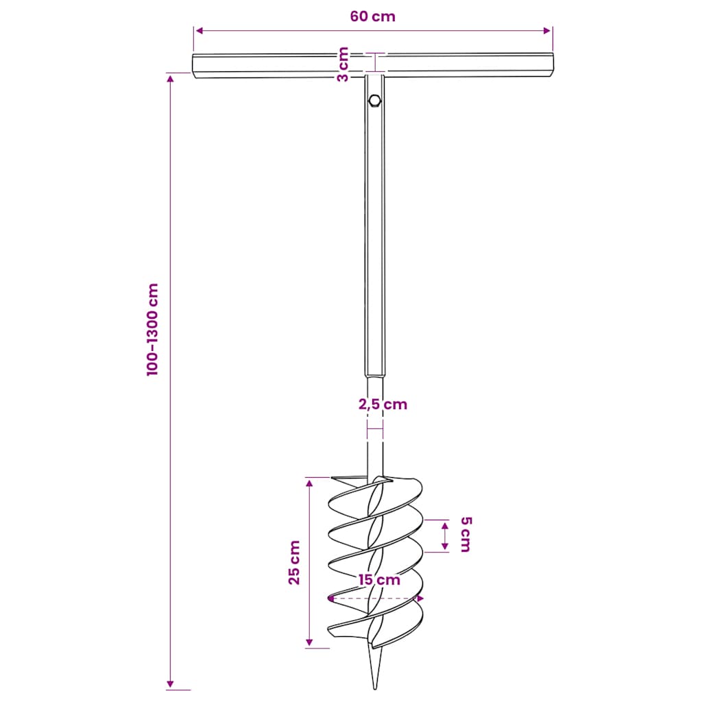 Erdbohrer mit Griff 100 mm Verlängerungsrohr 9 m