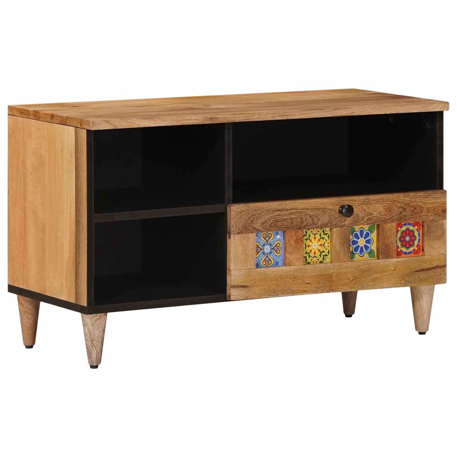 TV-Schränk mit Regal Walnuss 80 x 33 x 46 cm Massivholz Mango
