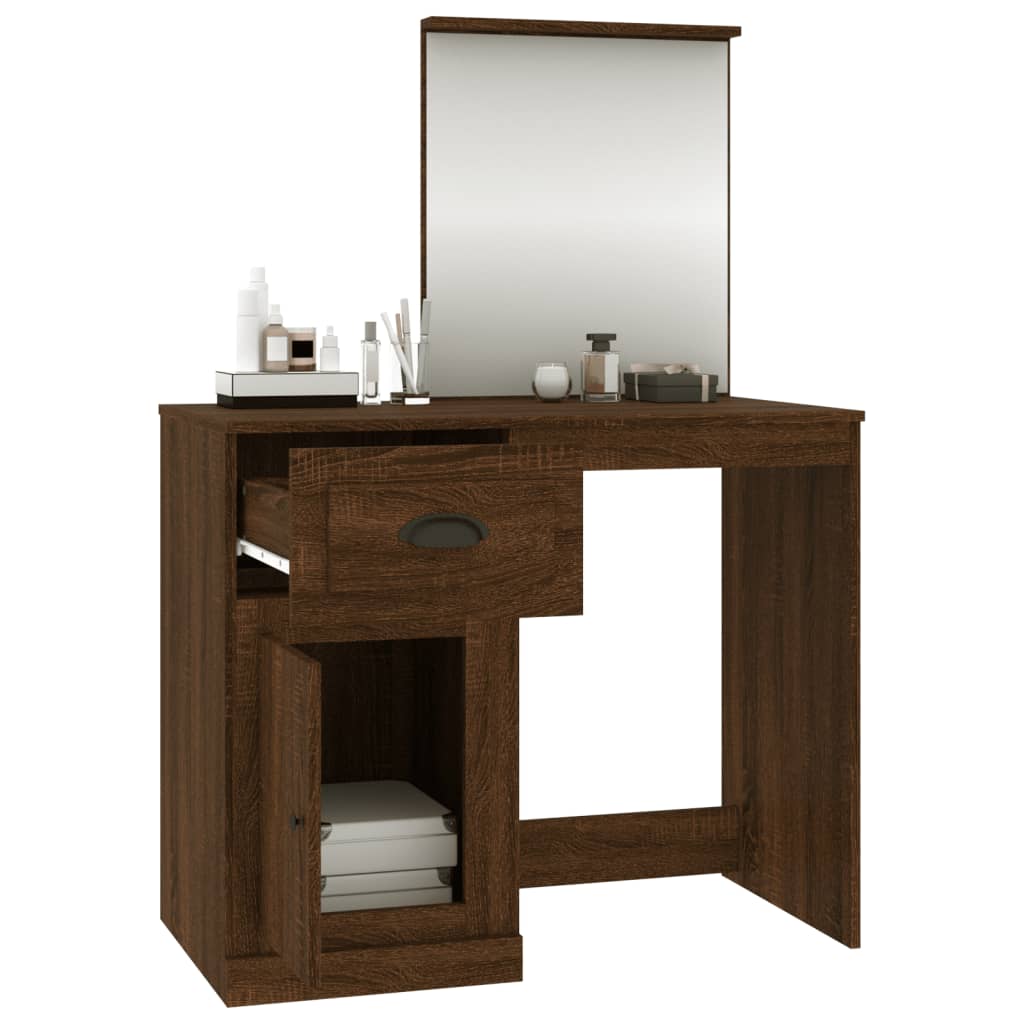 Schminktisch mit Spiegel Weiß 90x50x132,5 cm Holzwerkstoff