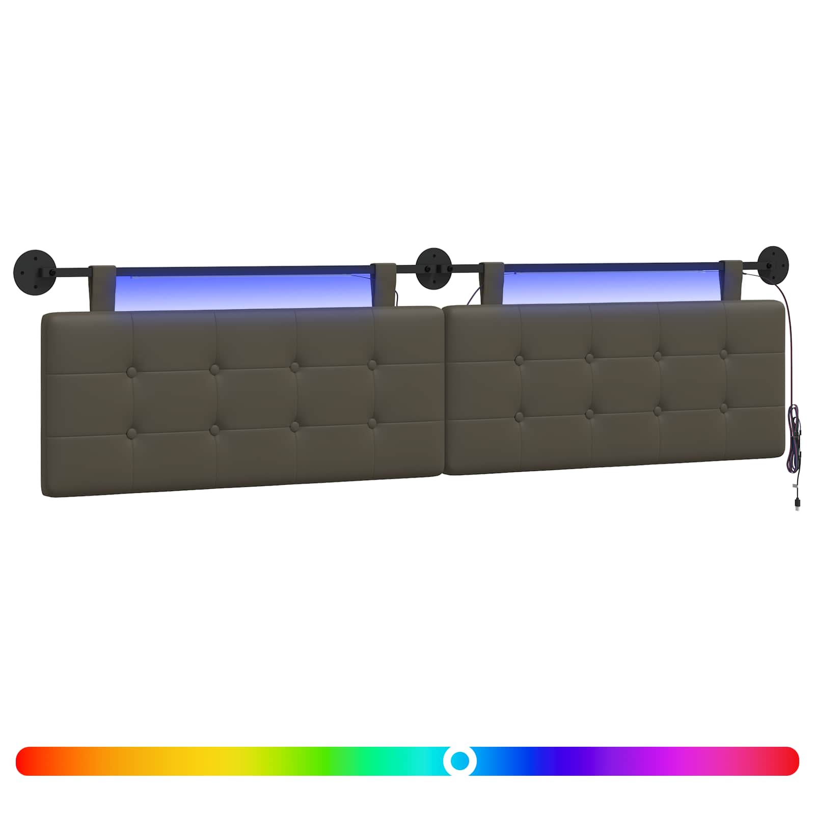 Hängendes Kopfteil Mit LED Licht Creme Kunstleder