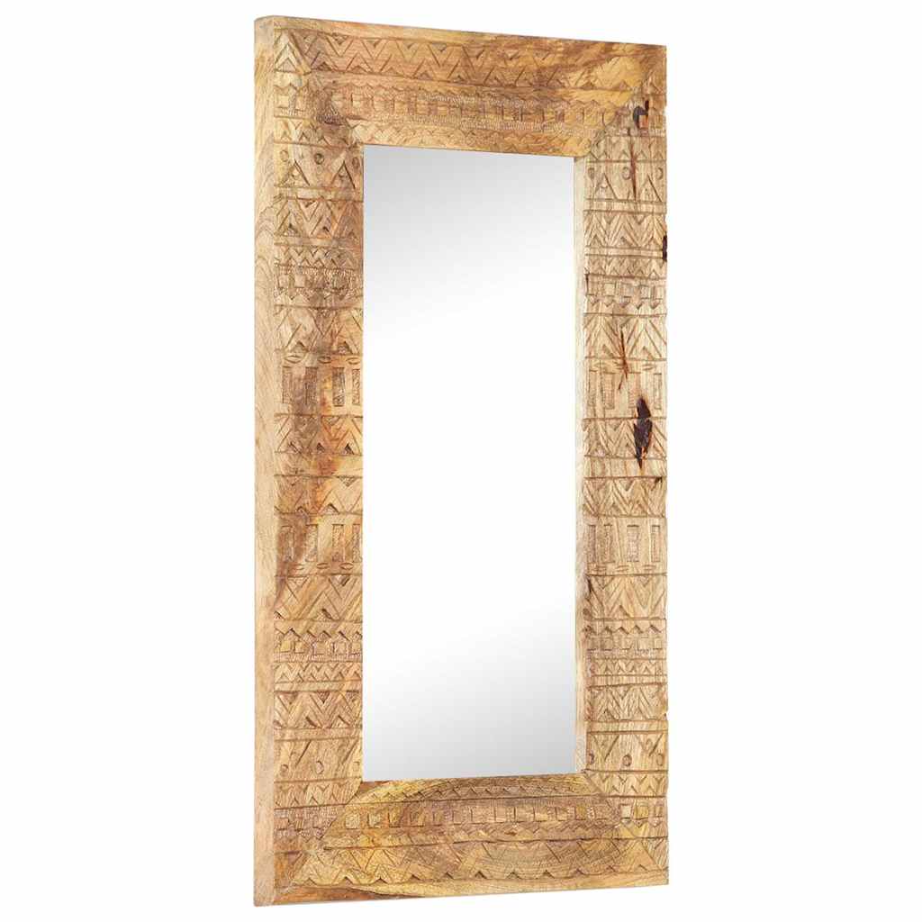 Handgeschnitzter Spiegel 50x50x2,5 cm Massivholz Mango
