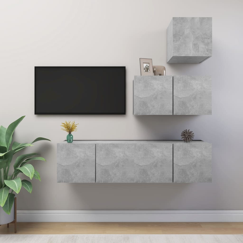 4-tlg. TV-Schrank-Set Weiß Holzwerkstoff