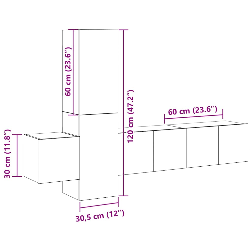 5-tlg. TV-Schrank-Set Weiß Holzwerkstoff