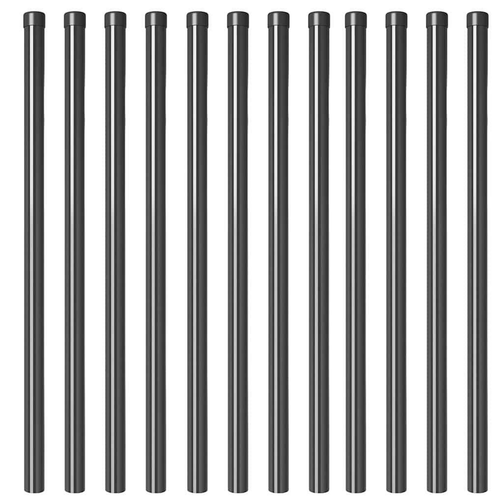 Zaunpfosten 2 pcs Grün 50 cm Pulverbeschichteter Stahl