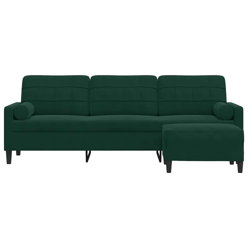 3-Sitzer-Sofa mit Hocker Hellgrau 180 cm Samt