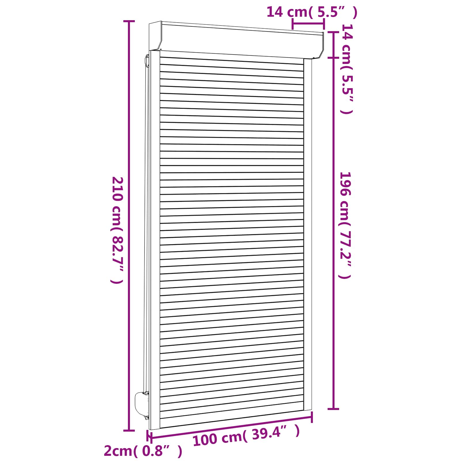 Rollladen Weiß 70 x 100 cm Aluminium und Polyurethan