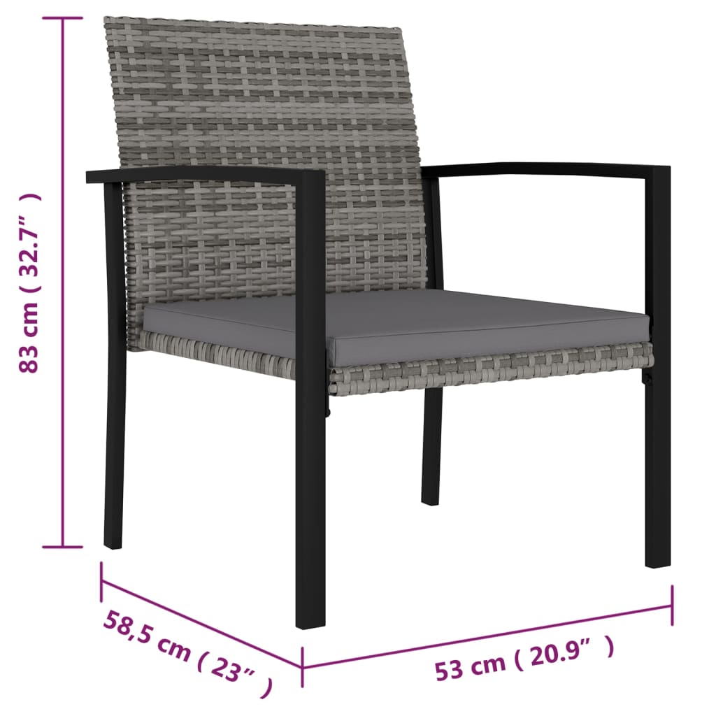 Garten-Essstühle 2 Stk. Poly Rattan Schwarz