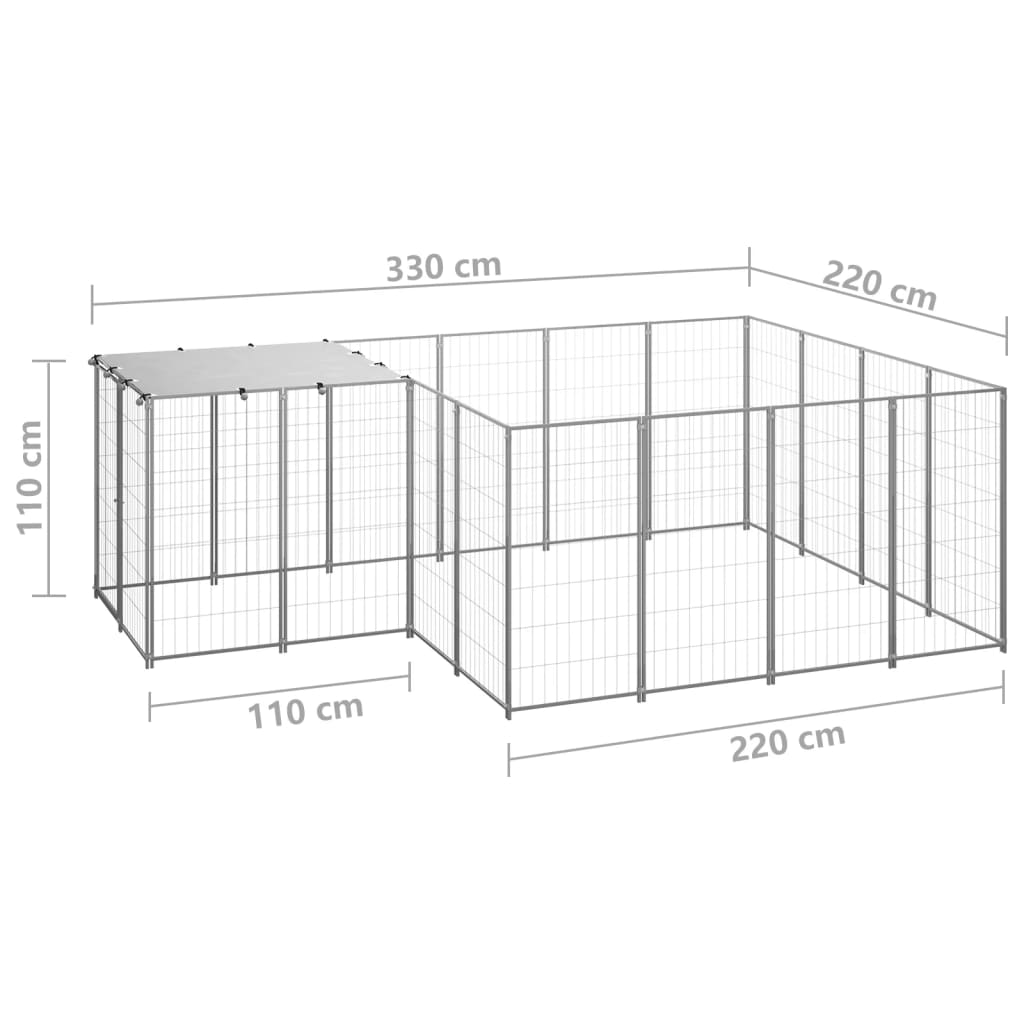Hundezwinger Schwarz 6,05 m² Stahl