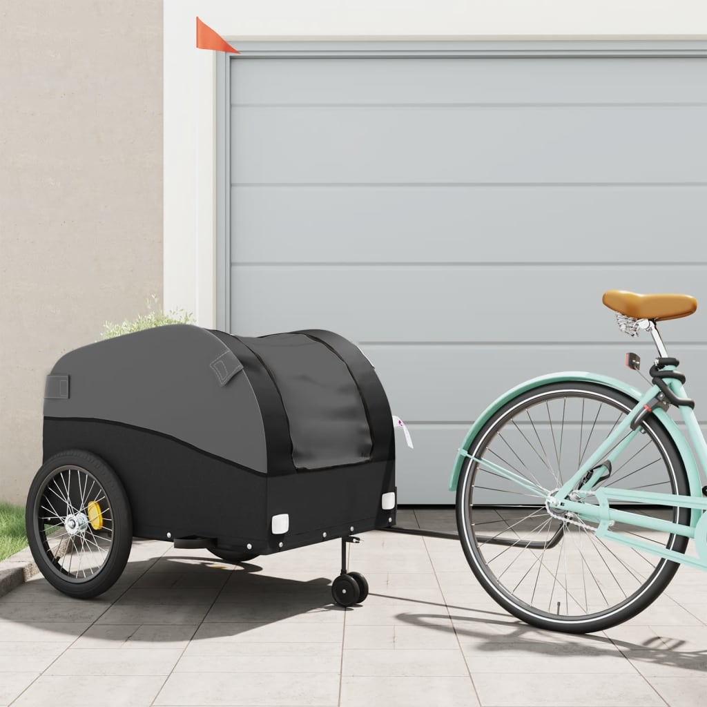 Fahrradanhänger Schwarz und Orange 30 kg Eisen