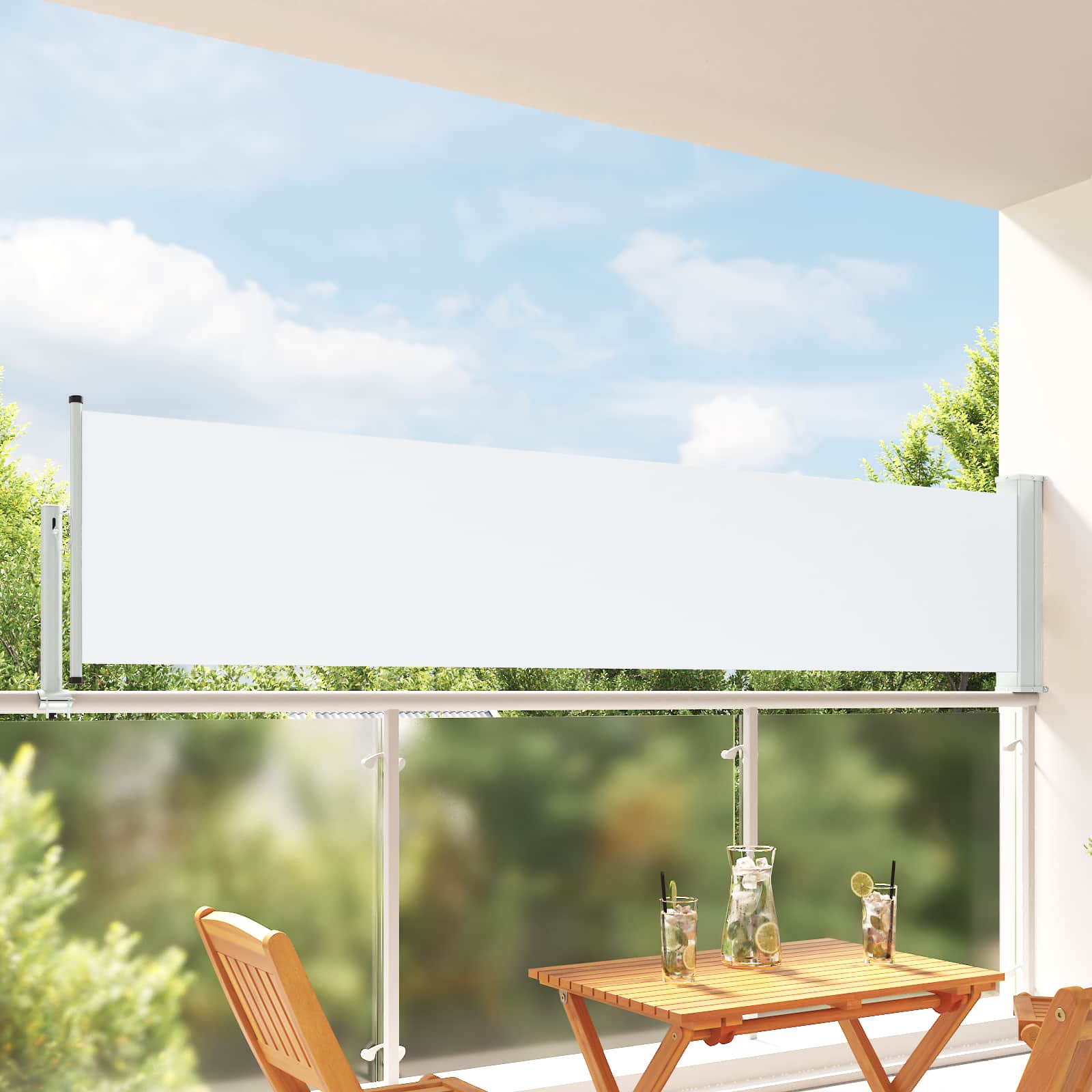 Seitenmarkise 60 x 300 cm 100% Polyester Eisen Stahl