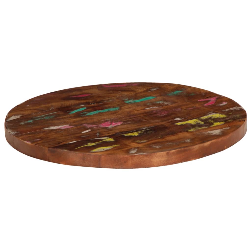 Tischplatte Ø 40x2,5 cm Rund Raues Massives Mangoholz