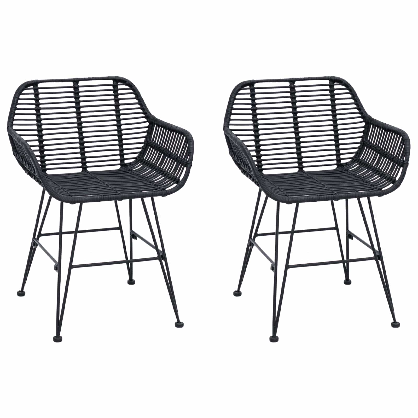 Esszimmerstuhl 2 pcs Rattan und Eisen Natur 55 x 50 x 74 cm