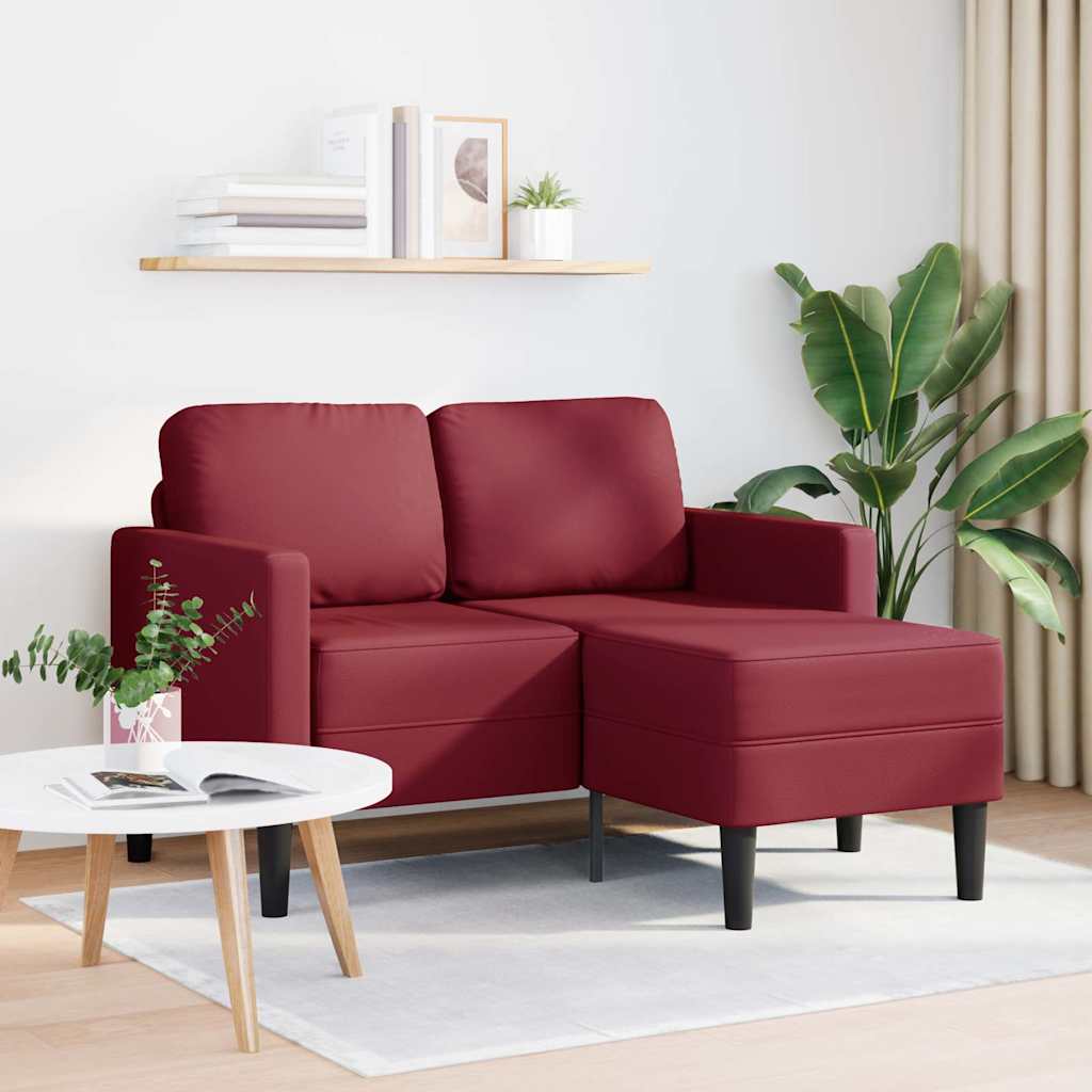 2-Sitzer-Sofa mit Chaiselongue L-förmig Schwarz 125 cm Kunstleder