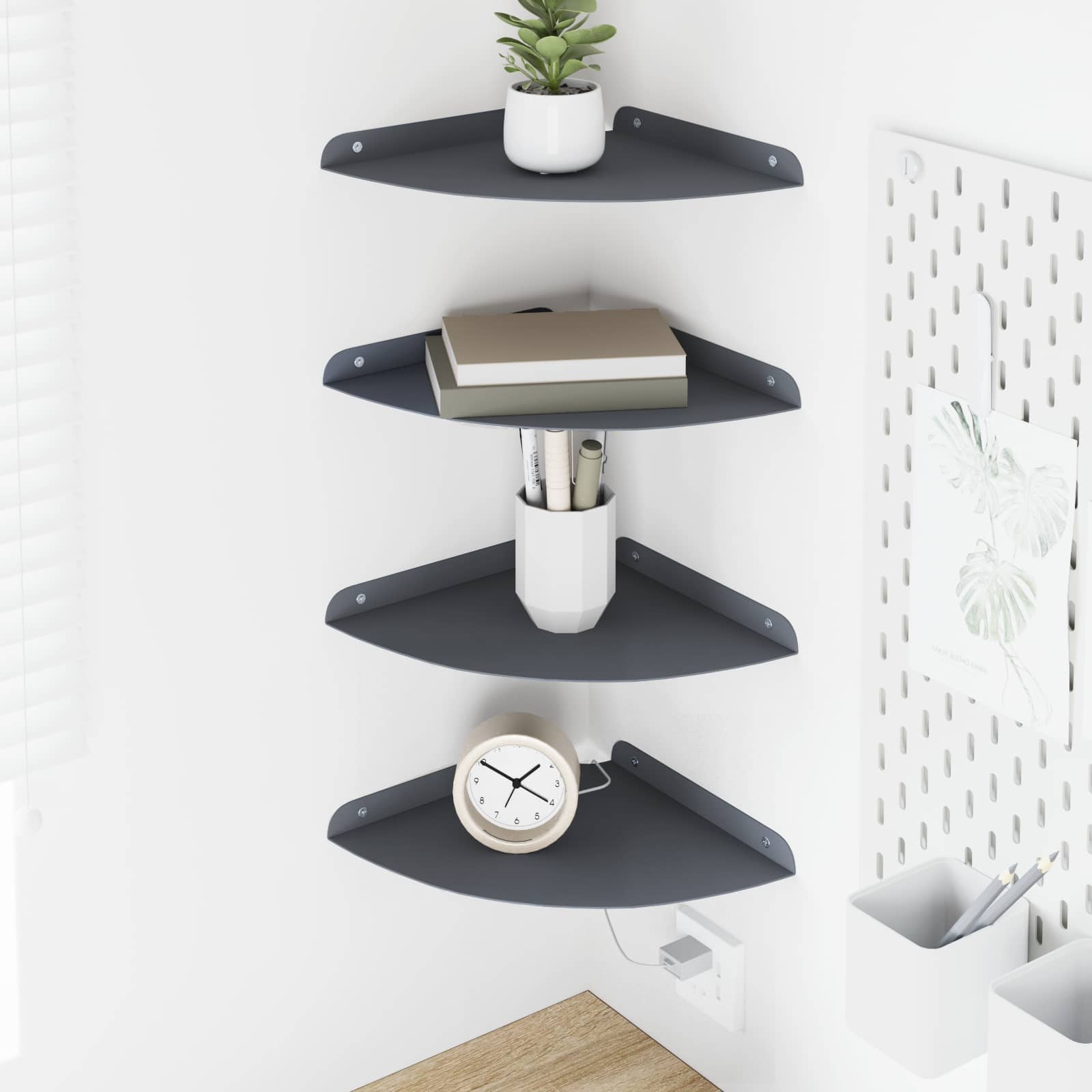 Schwebendes Regal mit Regal 2 pcs Schwarz 15 x 15 x 2 cm