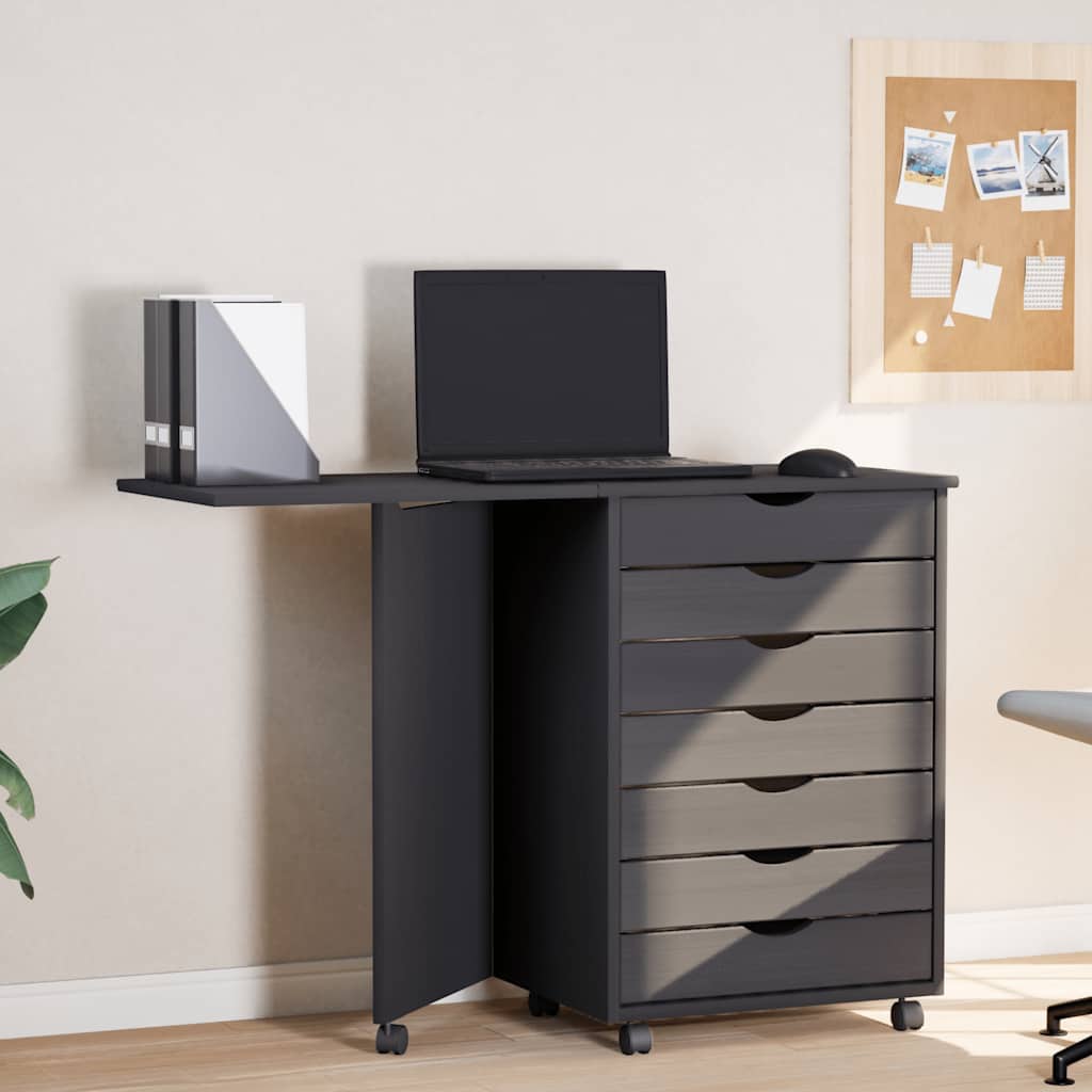 Rollschrank mit Schreibtisch MOSS Honigbraun Massivholz Kiefer