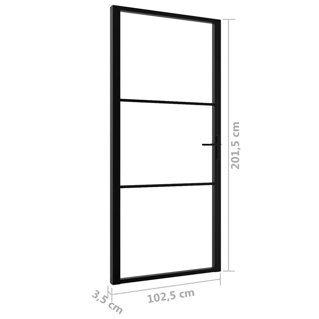 Innentür ESG Glas und Aluminium 76x201,5 cm Schwarz