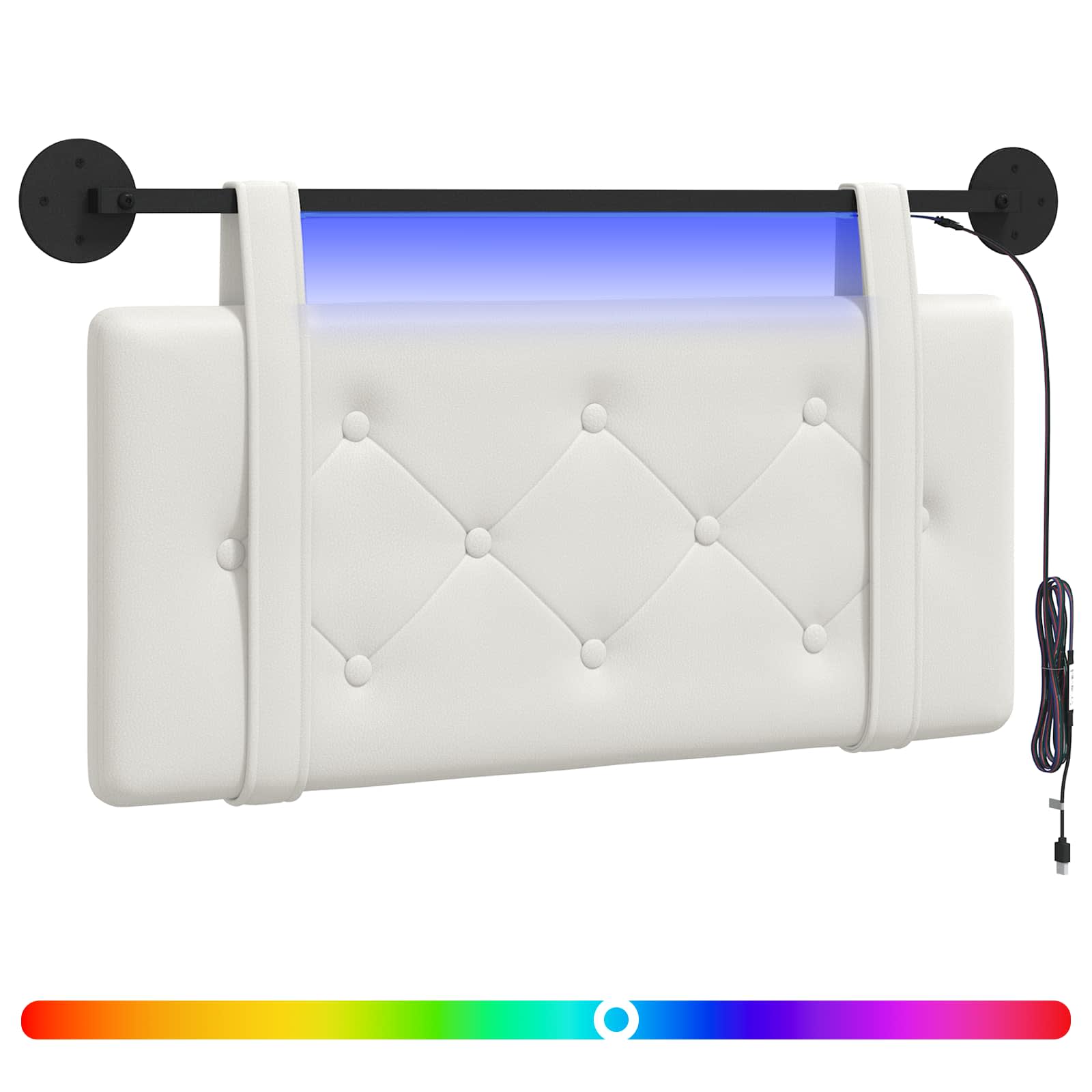 Hängendes Kopfteil Mit LED Licht Creme Kunstleder