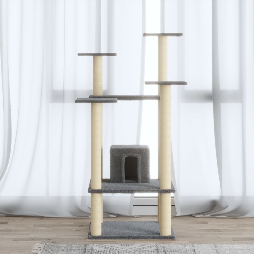 Kratzbaum mit Sisal-Kratzsäulen Creme 110 cm