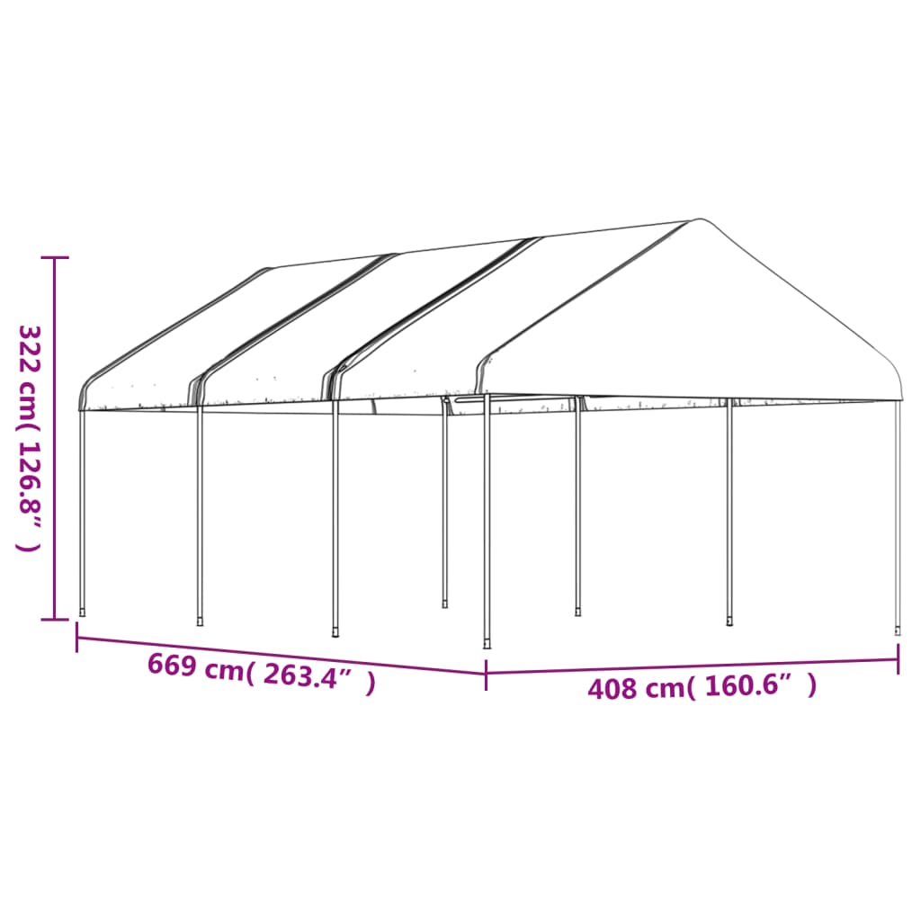 Pavillon mit Dach Weiß 4,46x4,08x3,22 m Polyethylen
