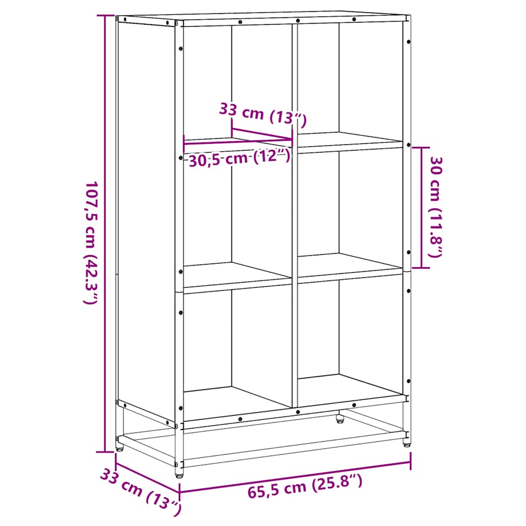 Bücherregal Schwarz 97,5x33x107,5 cm Holzwerkstoff und Metall