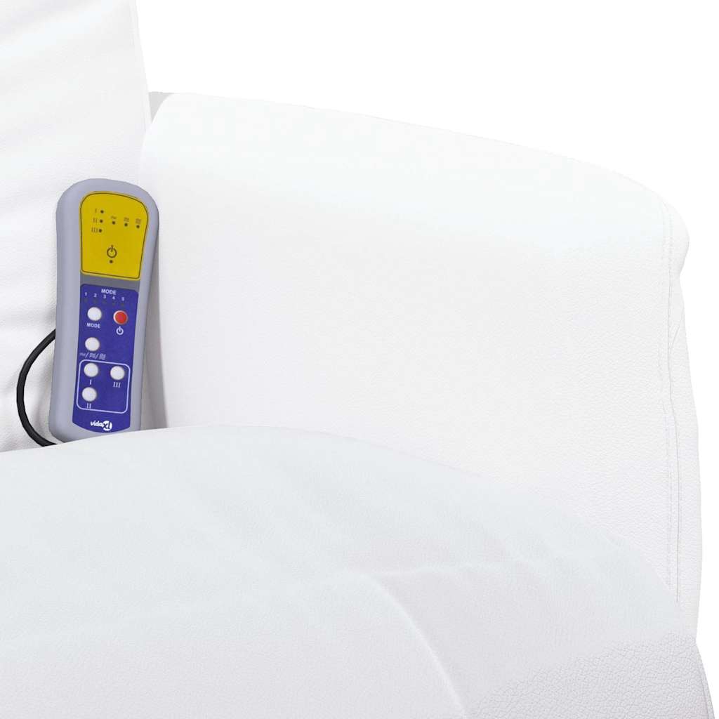 Massagesessel mit Fußteil Creme Kunstleder