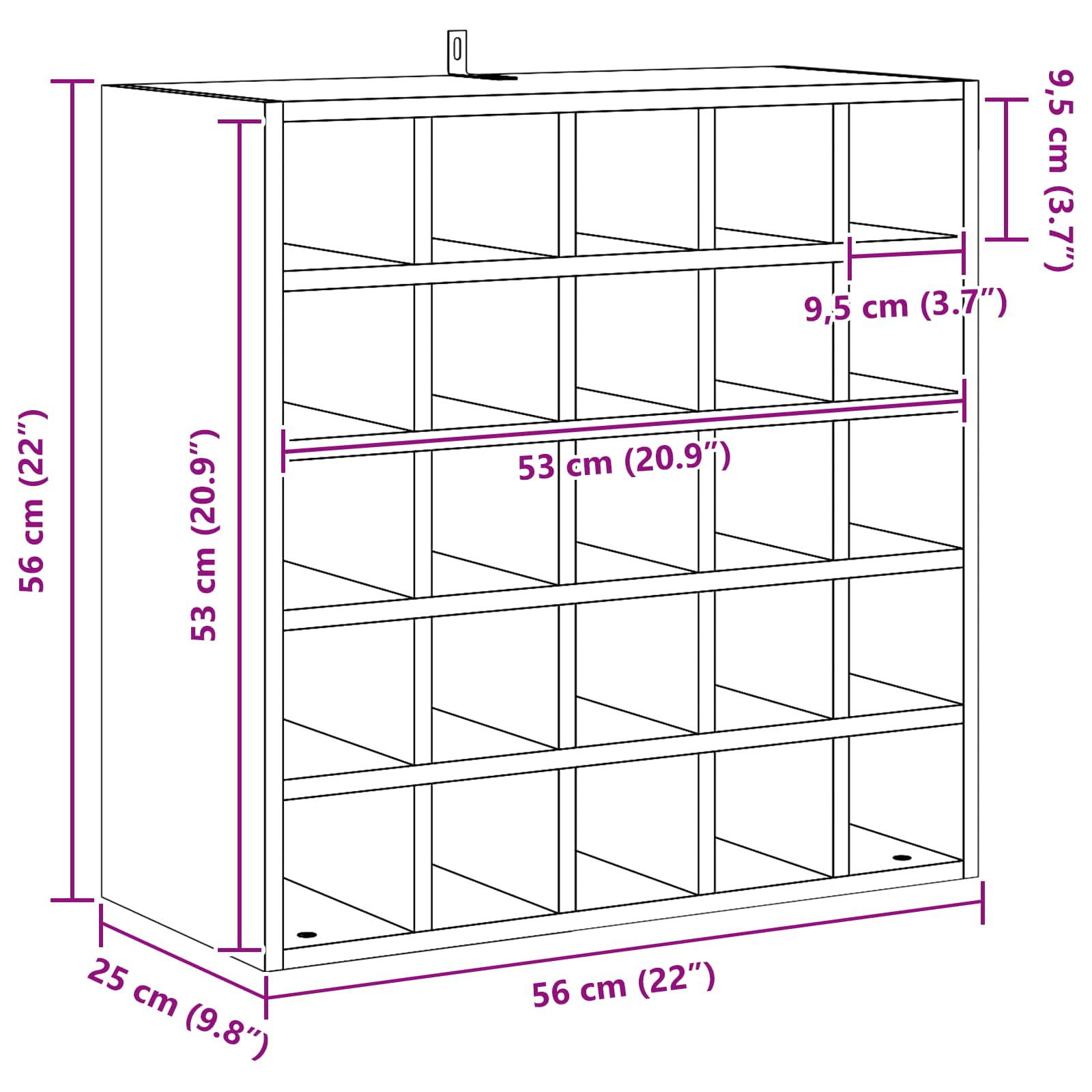 Weinschrank 56 x 25 x 56 cm Massivholz Kiefer