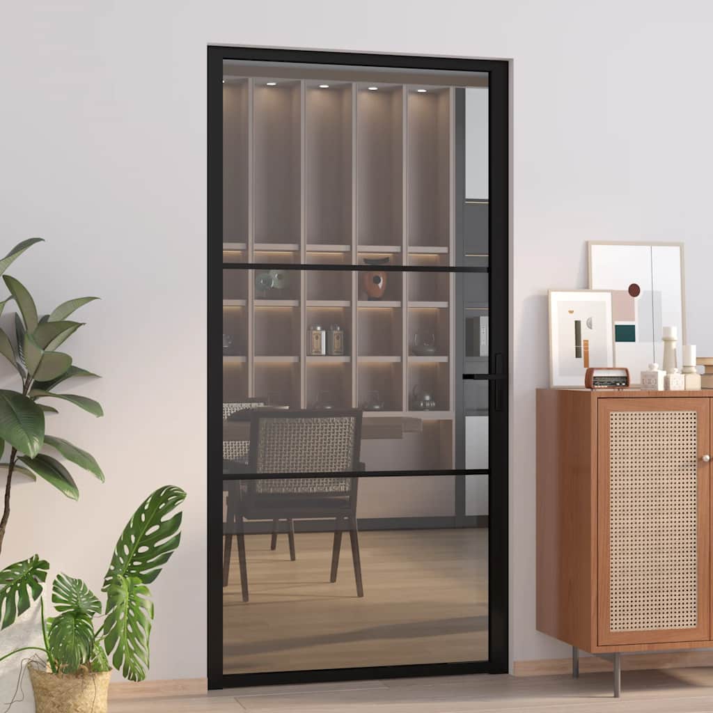 Innentür ESG Glas und Aluminium 76x201,5 cm Schwarz