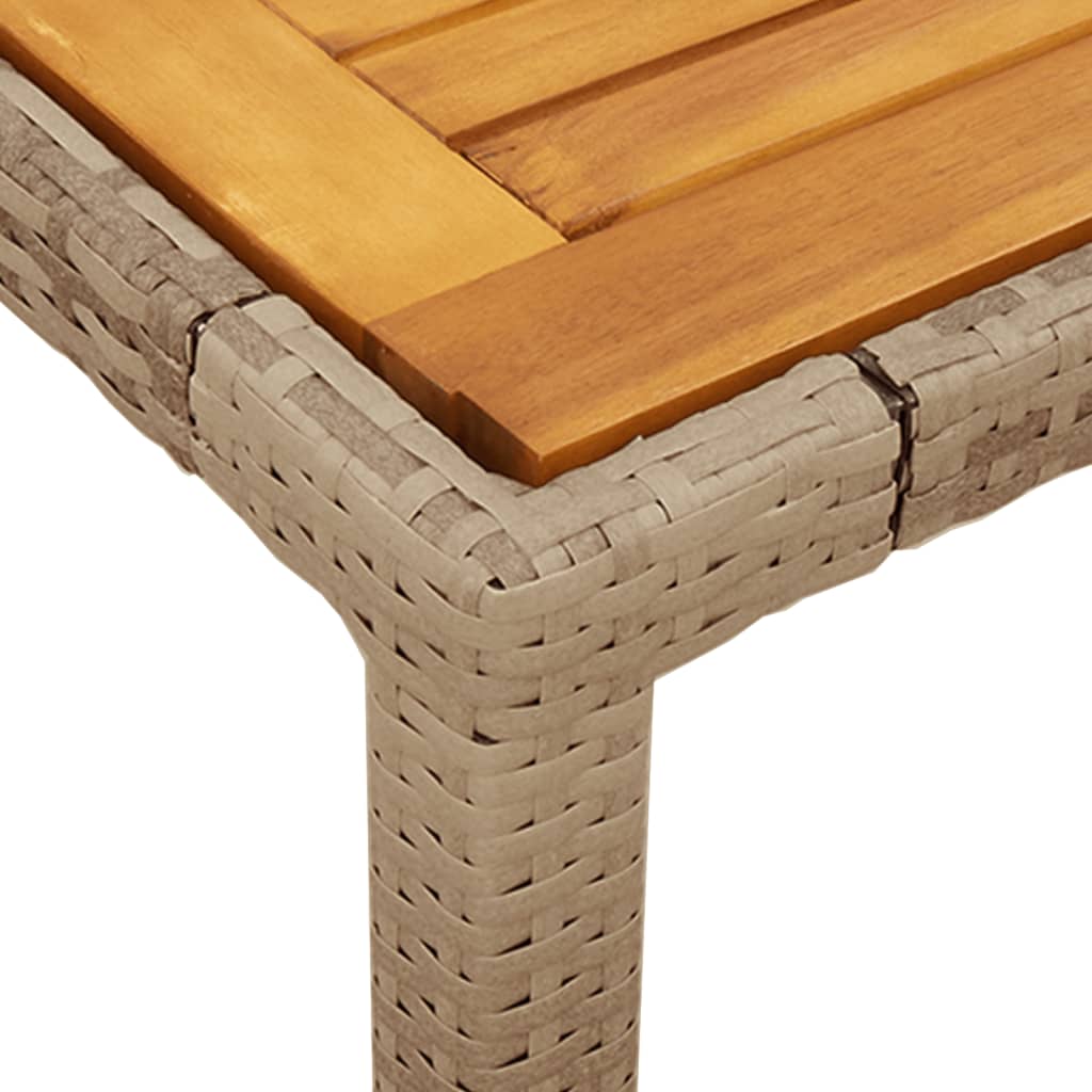 Gartentisch 190x90x75 cm Akazienholz und Poly Rattan Schwarz
