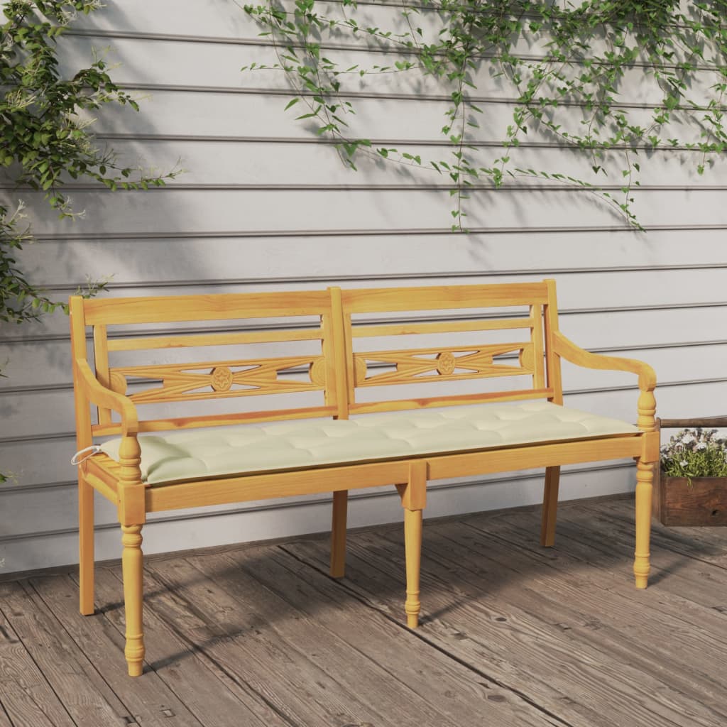 Batavia-Bank mit Anthrazit Kissen 150 cm Massivholz Teak
