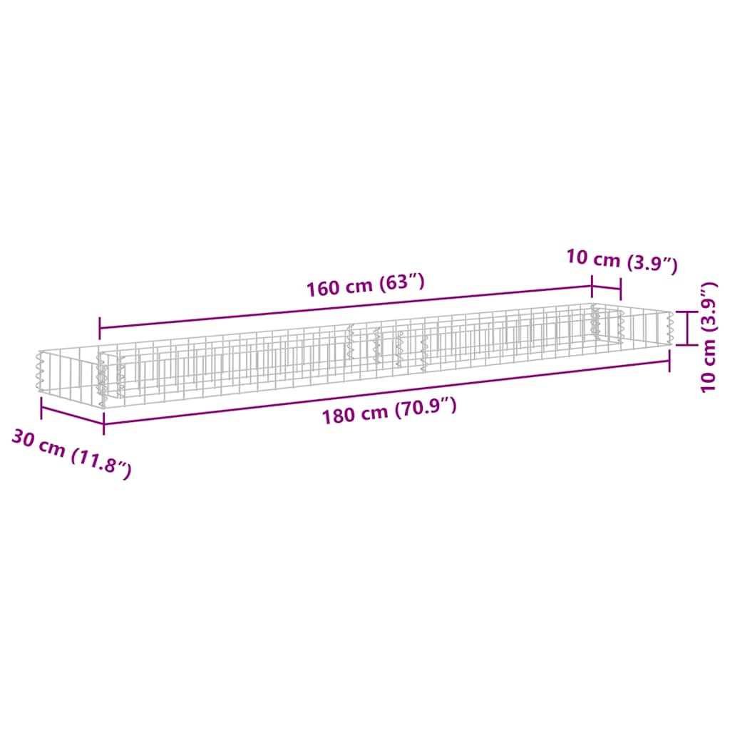 Gabionen-Hochbeet Verzinkter Stahl 90x30x10 cm