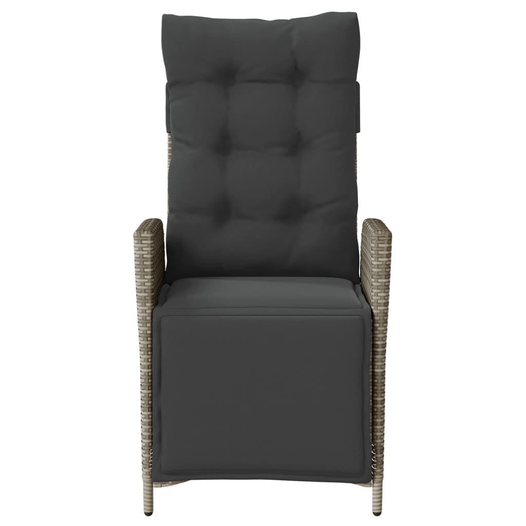 Gartensessel Verstellbar mit Kissen Schwarz Poly Rattan