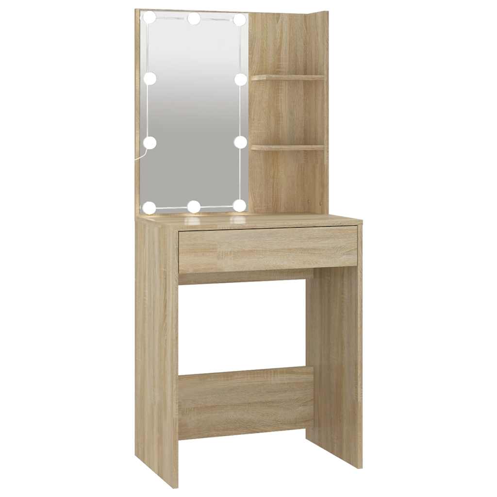 Schminktisch mit LED Weiß 60x40x140 cm
