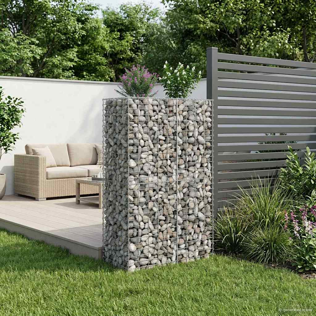 Gabionen Hochbeet 2 pcs Silber 260 x 60 x 55 cm