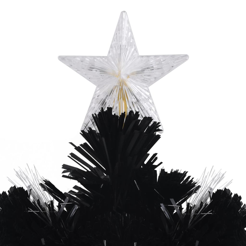 Weihnachtsbaum mit LED-Schneeflocken Schwarz 120 cm Fiberoptik