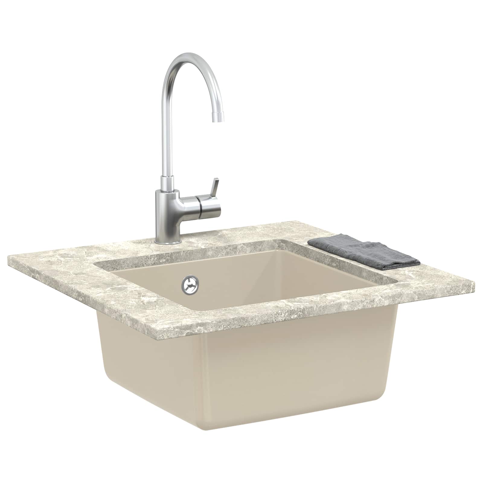 Waschbecken Schwarz 370 x 460 mm 80% Quarz und 20% Harz