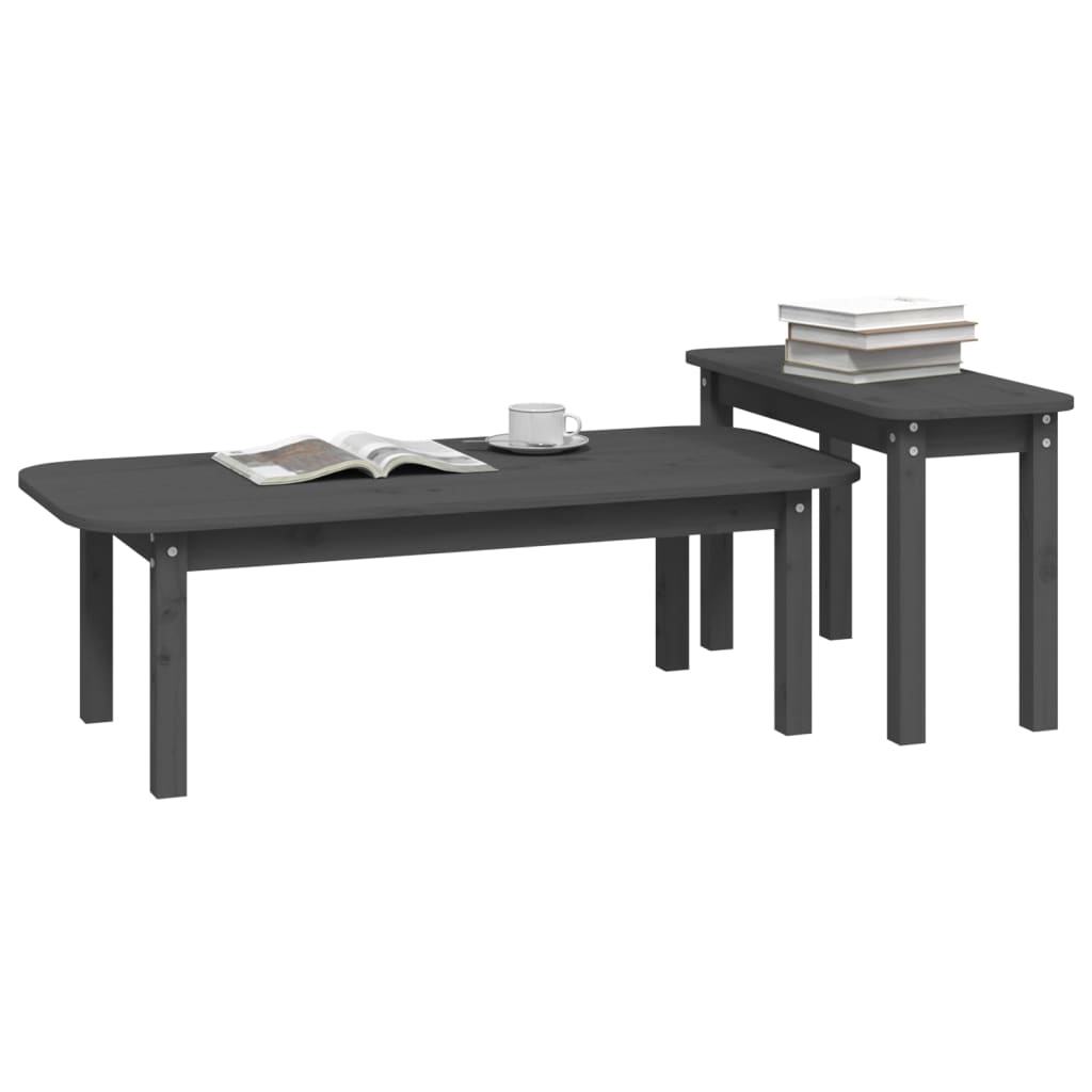 2-tlg. Couchtisch-Set Massivholz Kiefer
