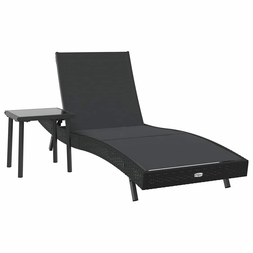 Sonnenliege 2 pcs Schwarz und Braun Poly-Rattan