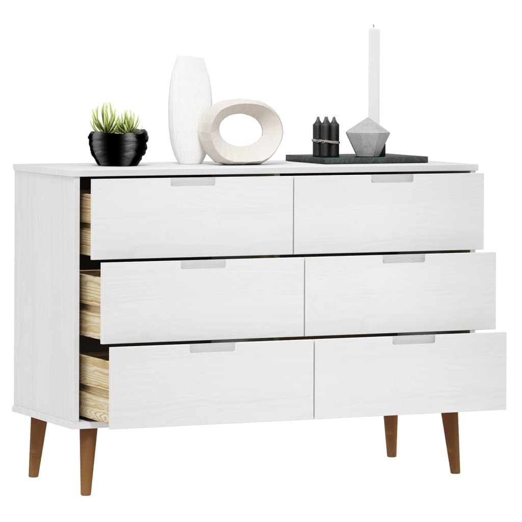 Schubladenschrank MOLDE Braun 113x40x80 cm Massivholz Kiefer