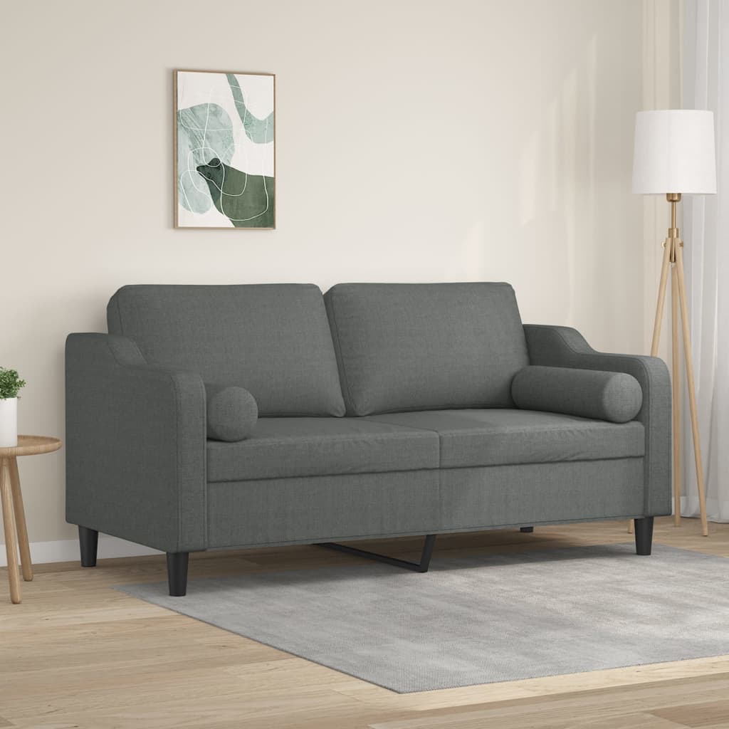 2-Sitzer-Sofa mit Zierkissen Braun 120 cm Stoff