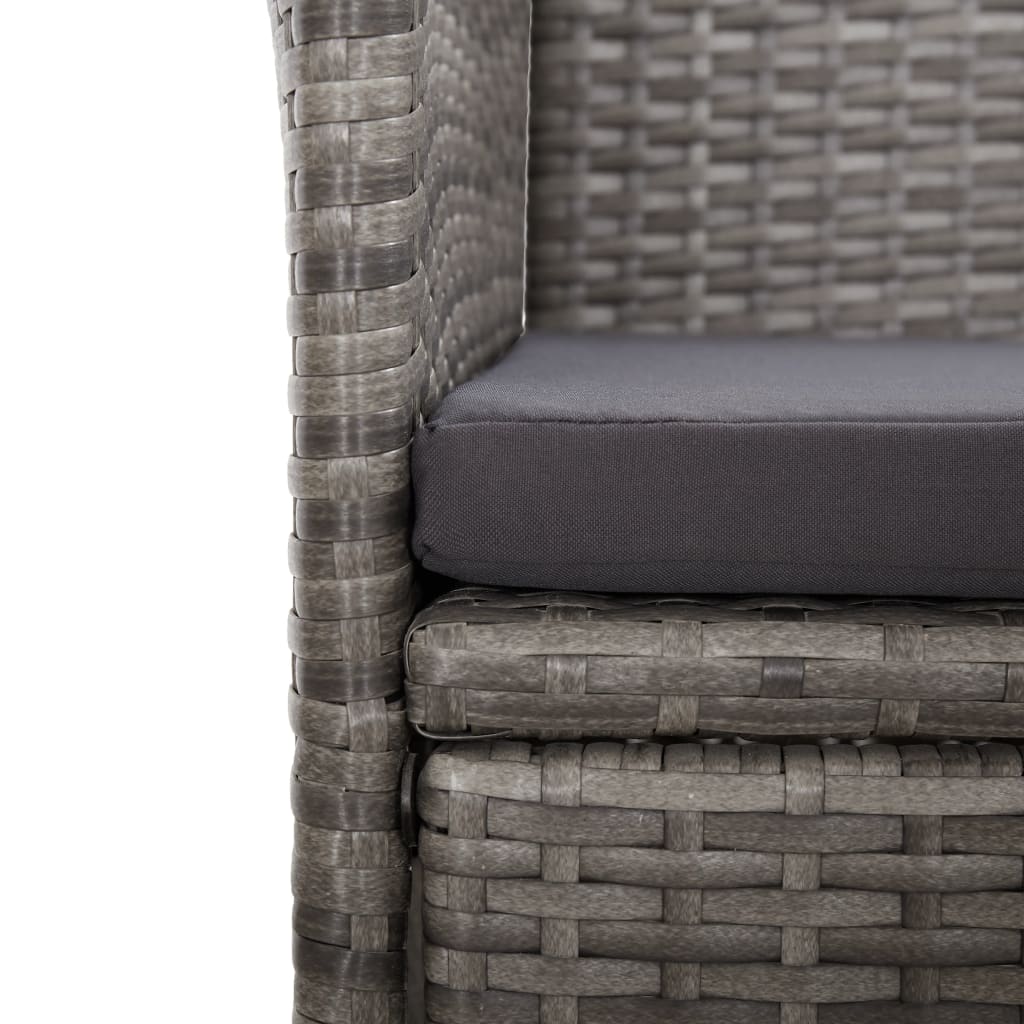 Garten-Liegestühle mit Kissen 2 Stk. Grau Poly Rattan