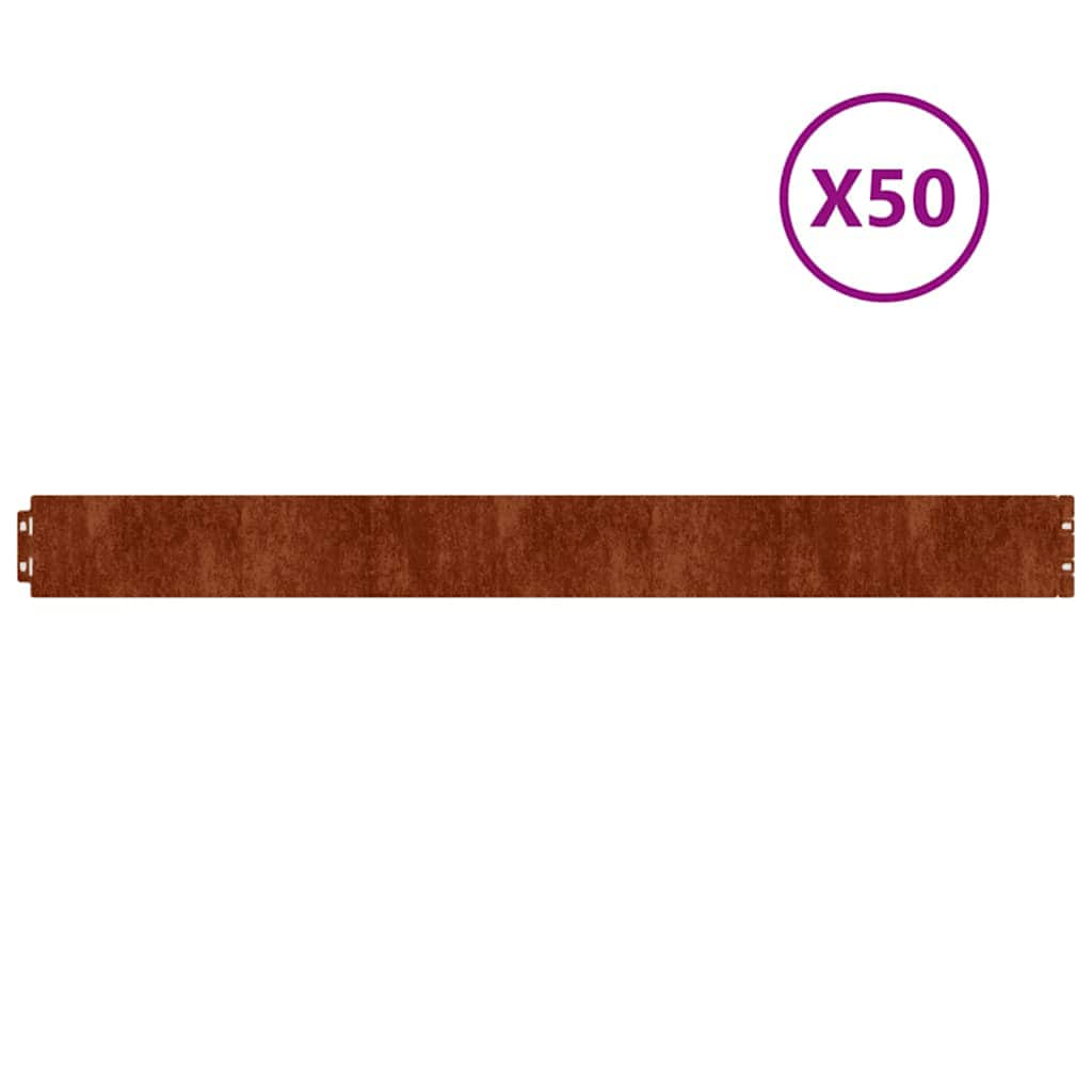 Raseneinfassung 10 pcs 10 x 103 cm Wetterfeststahl Rostig
