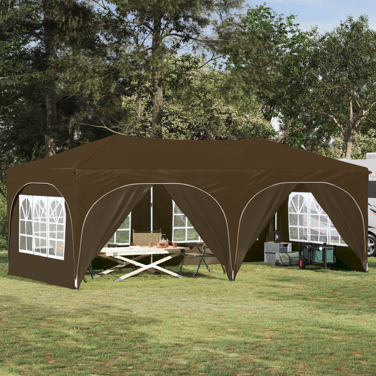 Pop-up Partyzelt 575 x 288 x 245 cm Creme Oxford-Stoff