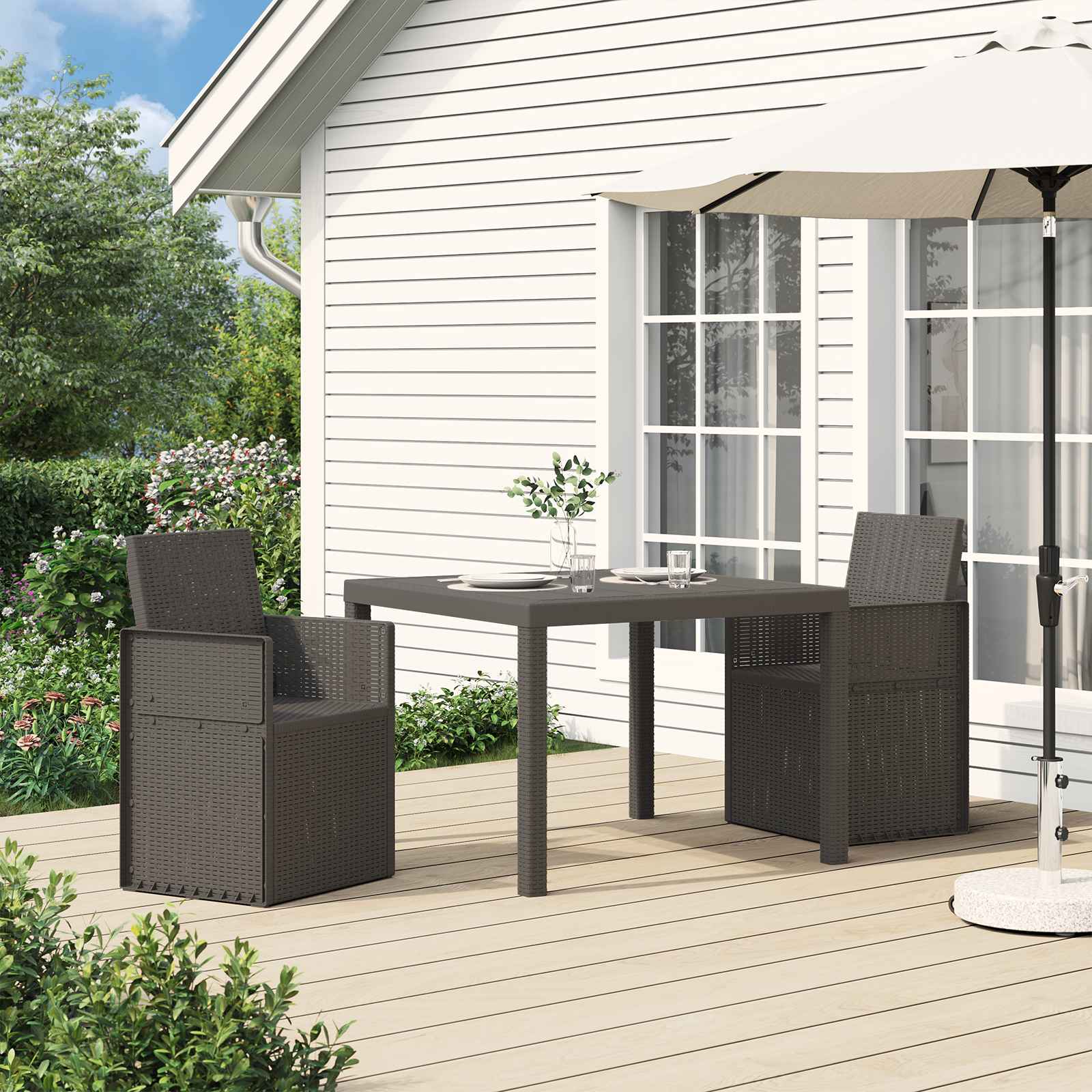 Garten Esszimmerstühle 2 pcs Weiß und Hellgrau PP