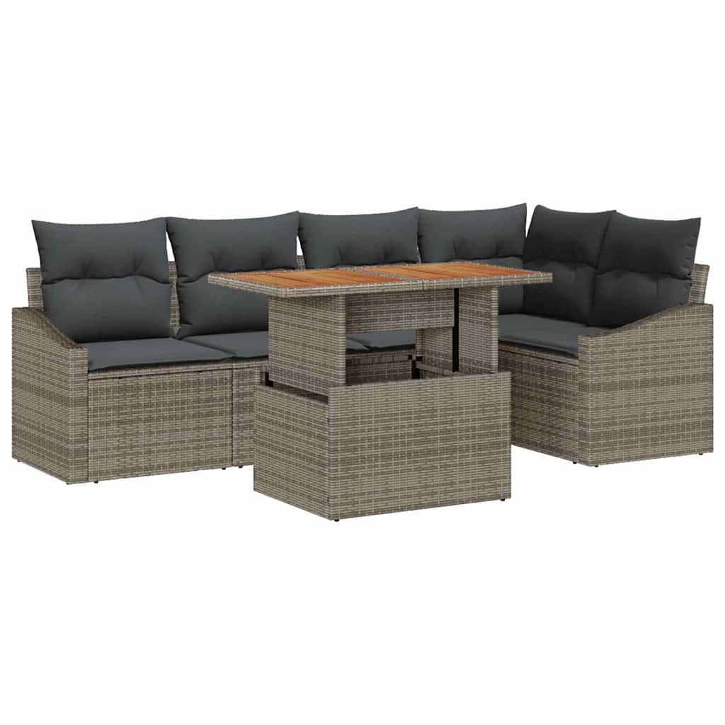Garten Essgruppe mit Kissen 6 pcs Schwarz und Creme